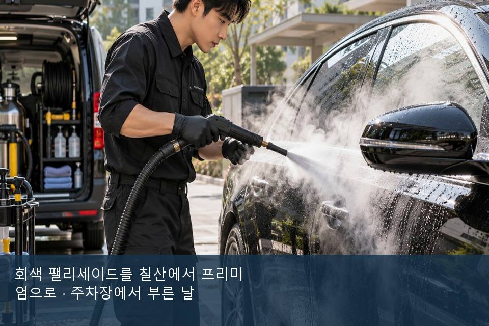 회색 팰리세이드를 칠산에서 프리미엄으로 · 주차장에서 부른 날