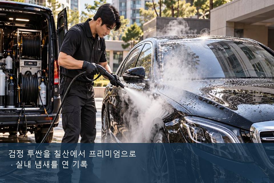 검정 투싼을 칠산에서 프리미엄으로 · 실내 냄새를 연 기록
